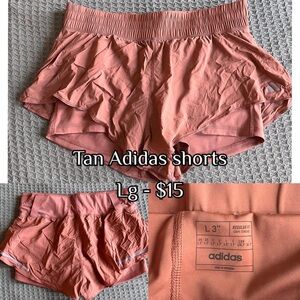Adidas Tan Athletic Shorts with Elastic Waistband